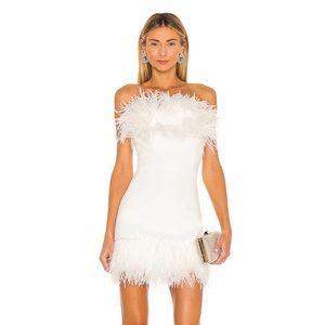 Lola Blanc Mini Feather Dress in White